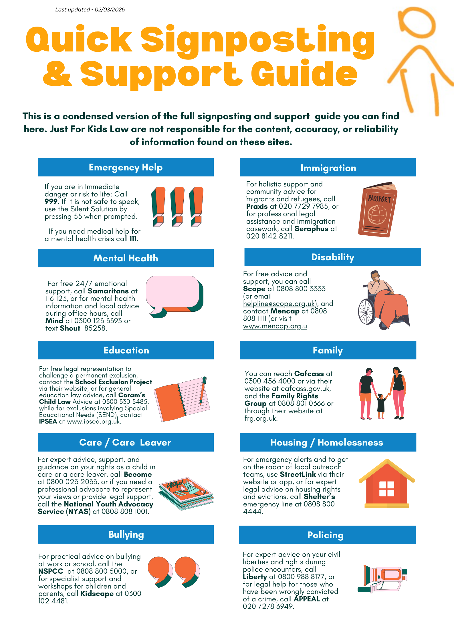 Signposting & Support | Just For Kids Law